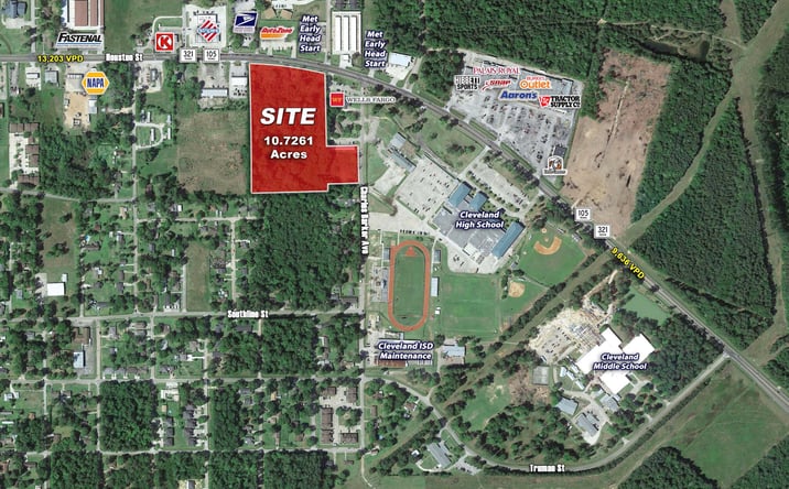 Pictures of Land property located at SWQ of Hwy 105/ SH 321 & Charles Barker Ave, Cleveland, TX 77327 for sales - image #1