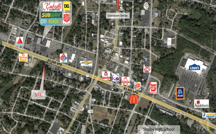 Pictures of Land property located at 221 W Dixon Blvd, Shelby, NC 28152 for sales - image #1