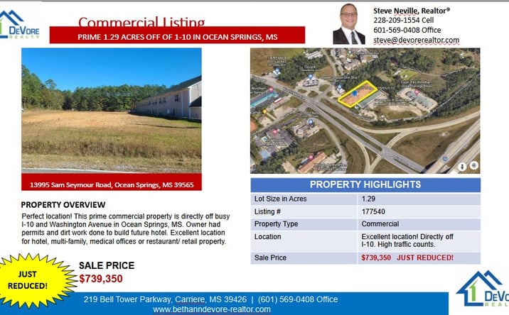 Pictures of Land, Multifamily, Office, Retail, Hospitality property located at 13995 SAM SEYMOUR RD, Ocean Springs, MS 39565 for sales - image #1