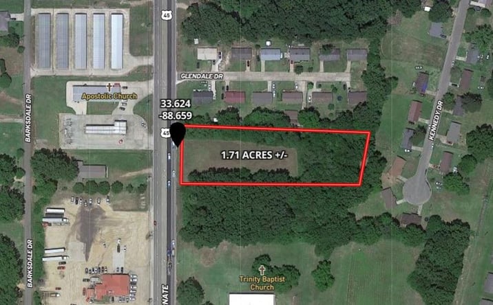 Pictures of Land property located at 1.71 Commercial Acres, West Point, MS 39773 for sales - image #1