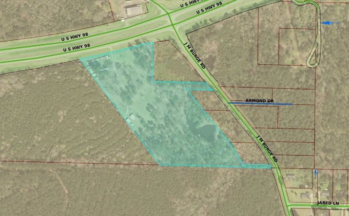 Pictures of Land property located at US 98 West at J M Burge Rd, Hattiesburg, MS 39402 for sales - image #1