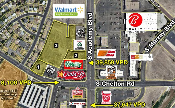 Pictures of Land property located at 1875 S Chelton Rd, Colorado Springs, CO 80910, 1826 S Academy Blvd, Colorado Springs, CO 80910, 1865 S Chelton Rd, Colorado Springs, CO 80910 for sales - image #1