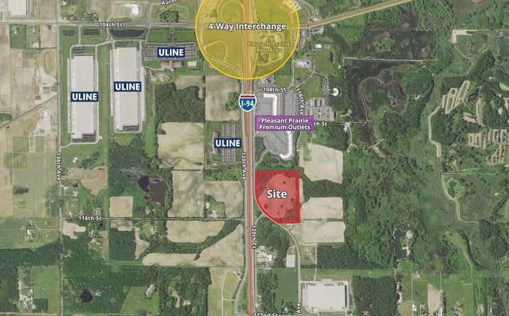 Pictures of Land property located at I-94 & 116th St, Pleasant Prairie, WI 53158 for sales - image #1