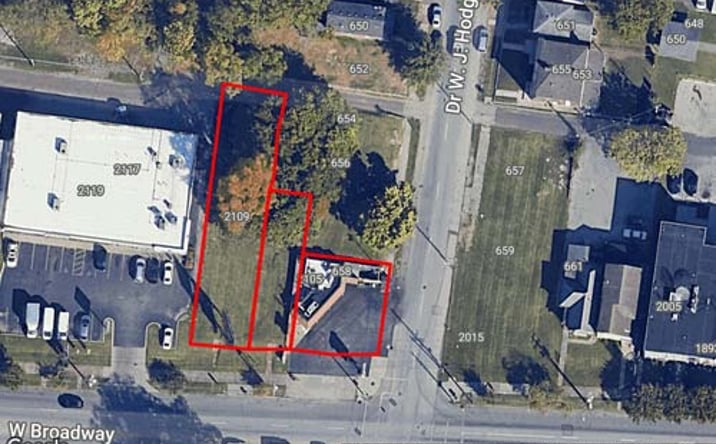 Pictures of Land property located at 2101,2105,2109 W Broadway & 654,656,658 Dr W J Hodge St, Louisville, KY 40211 for sales - image #1