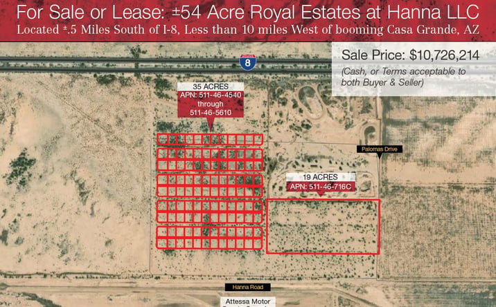 Pictures of Land property located at ±54 AC O Hanna Rd & Palomas Dr, Casa Grande, AZ 85193 for sales - image #1