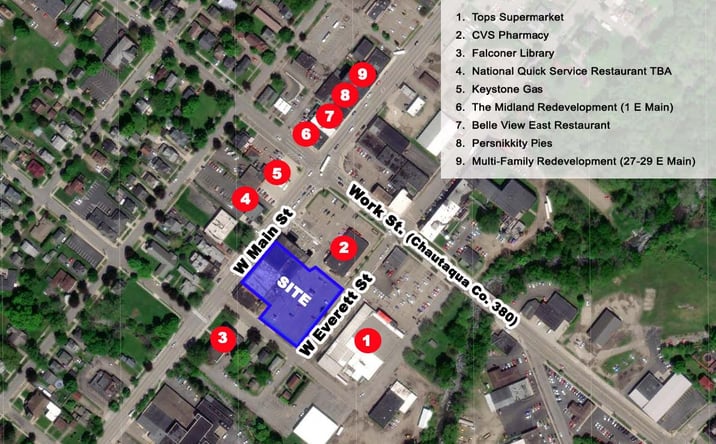 Pictures of Retail, Land property located at 21-37 West Main Street and West Everett St, Falconer, NY 14733 for sales - image #1