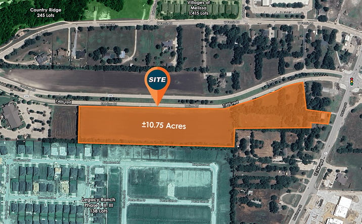 Pictures of Land property located at SWQ Melissa Rd & McKinney St, Melissa, TX 75454 for sales - image #1
