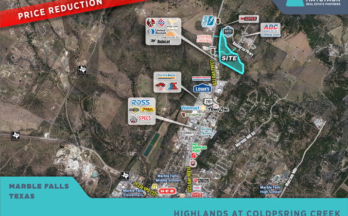 Pictures of Land property located at BETWEEN COACH RD & RESOURCE PKWY ALONG HIGHWAY 281, Marble Falls, TX 78654 for sales - image #1