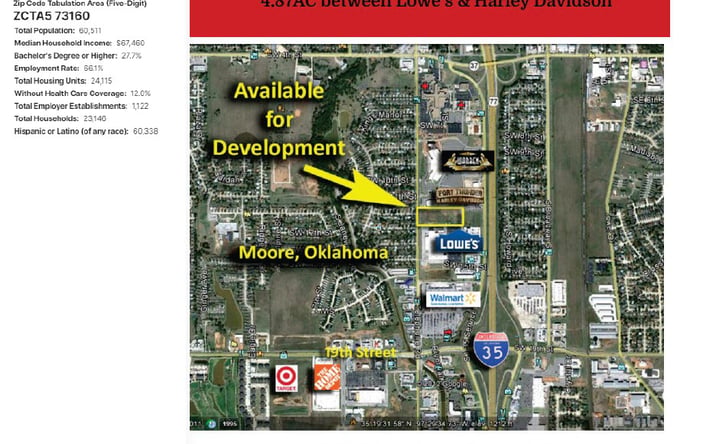 Pictures of Land property located at 19th & I-35 in Moore, Oklahoma City, OK 73160 for sales - image #1