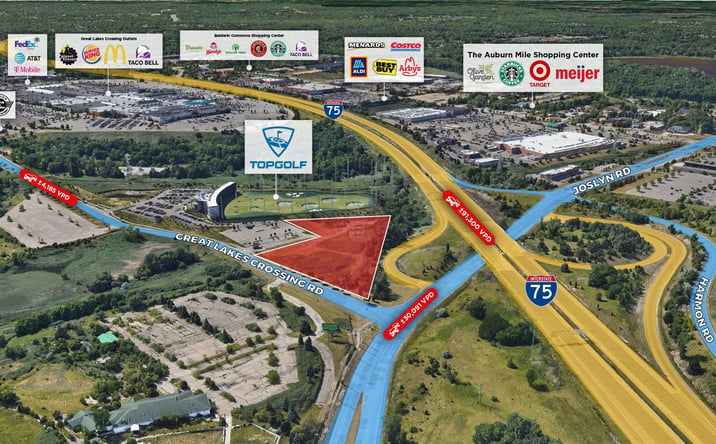 Pictures of Land property located at NW Corner of Joslyn Road and Great Lakes Crossing Dr, Auburn Hills, MI 48326 for sales - image #1