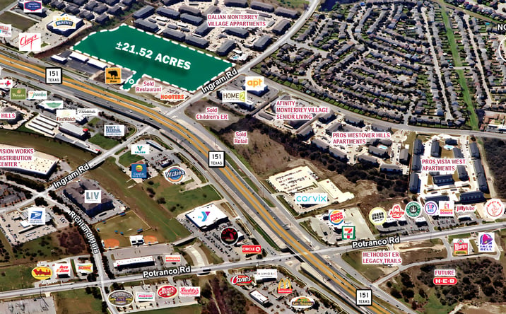 Pictures of Land property located at SEQ of Hwy 151 & Ingram Rd, San Antonio, TX 78245 for sales - image #1