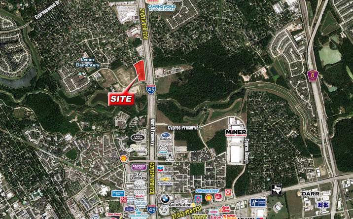 Pictures of Retail, Office, Land property located at NWC of I-45 & Cypress Oaks Dr, Spring, TX 77388 for sales - image #1