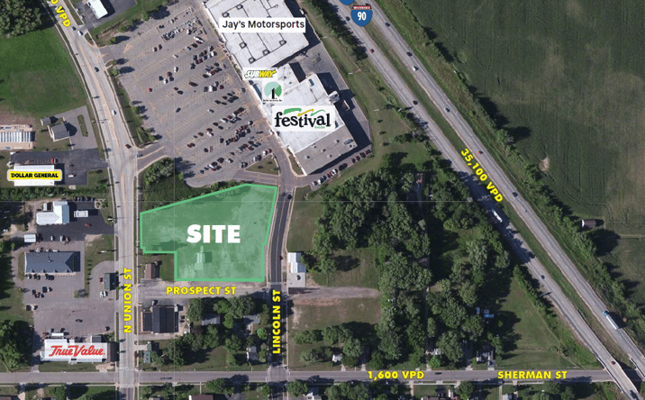 Pictures of Land, Retail property located at NEC of Union Street & Prospect Street, Mauston, WI 53948 for sales - image #1