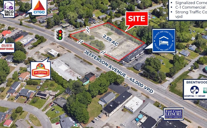 Pictures of Hospitality, Land, Multifamily, Office, Retail property located at 10614 Jefferson Ave, Newport News, VA 23601 for sales - image #1