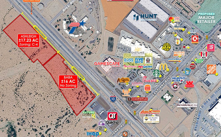 Pictures of Land property located at SWQ I-10 & Eastlake (Nuevo Hueco Tanks Rd), Horizon City, TX 79927 for sales - image #1