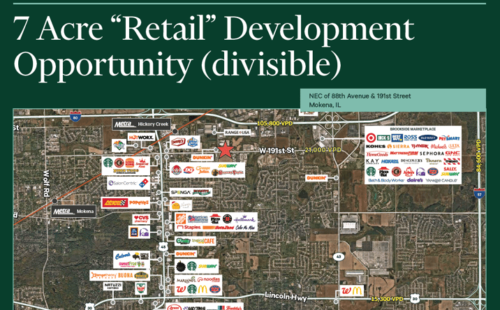 Pictures of Retail, Land property located at NEC of 88th Avenue & 191st Street, Mokena, IL 60448 for sales - image #1