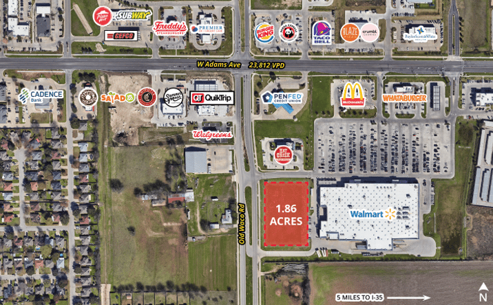 Pictures of Land, Retail property located at 6801 W Adams Ave, Temple, TX 76502 for sales - image #1
