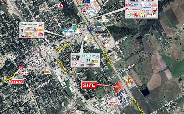 Pictures of Land property located at SWQ of I-45 & Creechville Rd, Ennis, TX 75119 for sales - image #1