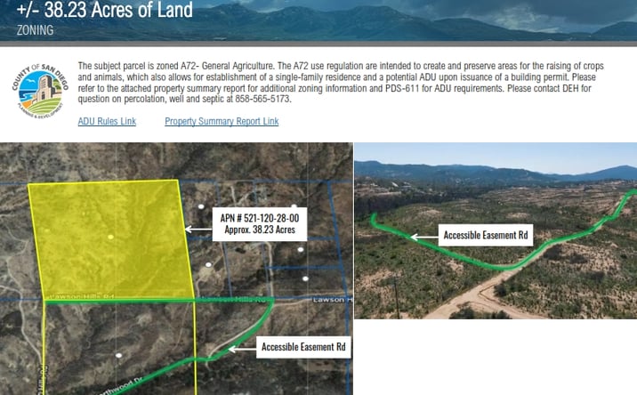 Pictures of Land property located at 521-120-28-00 BUNNY DR., JAMUL CA 91935, Jamul, CA 91935 for sales - image #1
