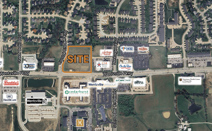 Pictures of Land property located at NE Corner of Wentzville Pkwy & Crystal Creek Pkwy, Wentzville, MO 63385 for sales - image #1