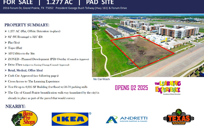 Pictures of Land, Retail property located at 2016 Forum Dr, Grand Prairie, TX 75052 for sales - image #1