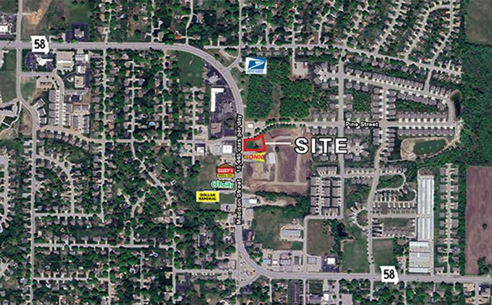 Pictures of Land property located at Madison Street & Pine Street (SEC), Raymore, MO 64083 for sales - image #1