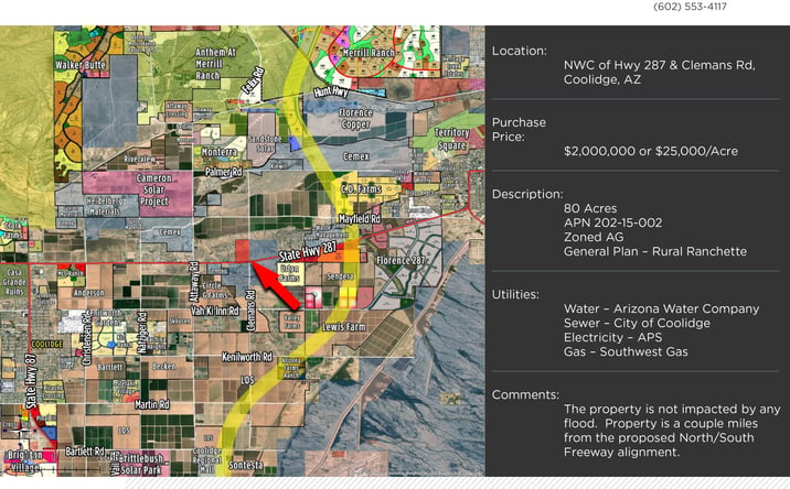 Pictures of Land property located at NWC of Hwy 287 & Clemans Rd, Coolidge, AZ 85128 for sales - image #1