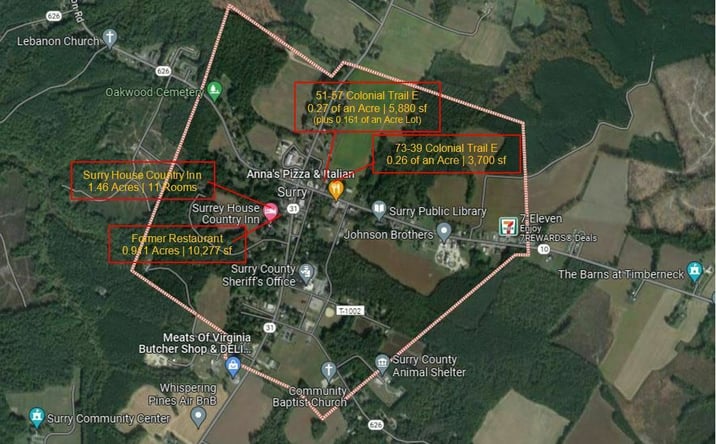 Pictures of Retail, Hospitality, Land property located at Rolfe Hwy, Surry, VA 23883, Surry house County Inn, Surry, VA 23883, 51-57 Colonial Trail E, Surry, VA 23883, 11865 Rolfe Hwy, Surry, VA 23883, 73-79 Colonial Trail E, Surry, VA 23883 for sales - image #1
