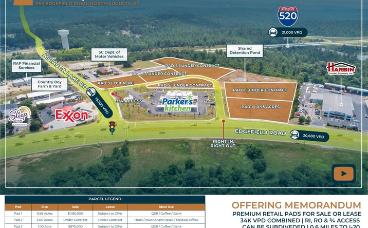 Pictures of Land, Retail property located at 893 Edgefield Road, North Augusta, SC 29841 for sales - image #1