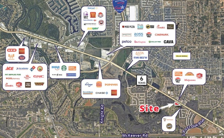Pictures of Land, Mixed Use, Retail, Self Storage property located at Highway 6 and Darby Lane, Missouri City, TX 77459 for sales - image #1