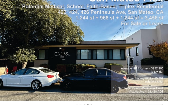 Pictures of Office, Multifamily, Senior Living property located at 422-426 Peninsula Ave, San Mateo, CA 94401 for sales - image #1