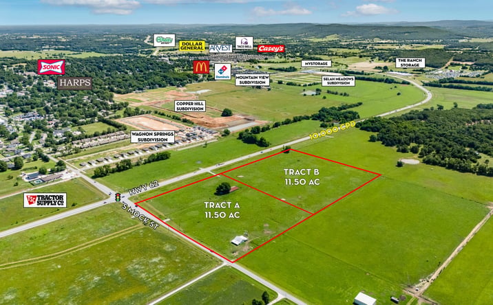 Pictures of Land property located at Tracts A Hwy 62 & Hogeye Rd, Prairie Grove, AR 72753 for sales - image #1