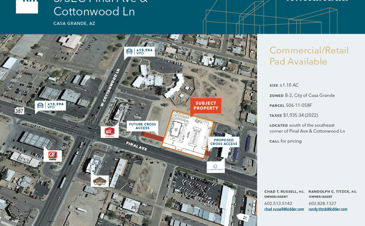 Pictures of Land, Retail property located at SSEC Pinal Ave and Cottonwood Ln, Casa Grande, AZ 85122 for sales - image #1