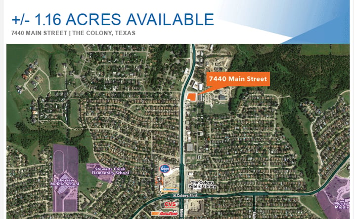 Pictures of Land property located at 7440 Main St, The Colony, TX 75056 for sales - image #1