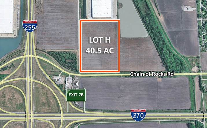 Pictures of Land property located at Gateway Commerce Center Dr S & E Chain of Rocks Rd, Edwardsville, IL 62025 for sales - image #1