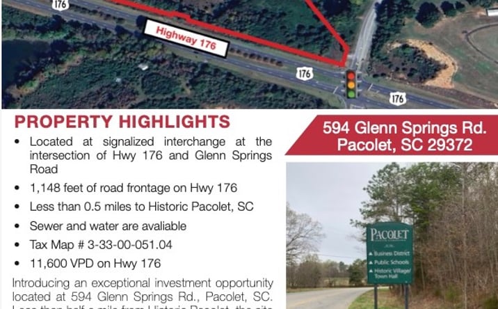 Pictures of Land property located at 594 Glenn Springs Rd, Pacolet, SC 29372 for sales - image #1