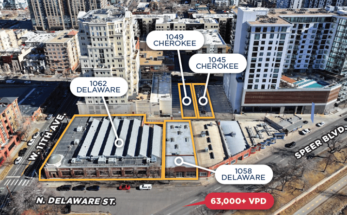 Pictures of Retail, Office property located at 1062 Delaware St, Denver, CO 80205, 1058 Delaware St, Denver, CO 80205, 1045 Cherokee St, Denver, CO 80204, 1049 Cherokee St, Denver, CO 80204 for sales - image #1