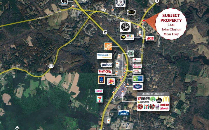 Pictures of Office, Retail property located at 7321 John Clayton Memorial Hwy, Gloucester, VA 23061 for sales - image #1