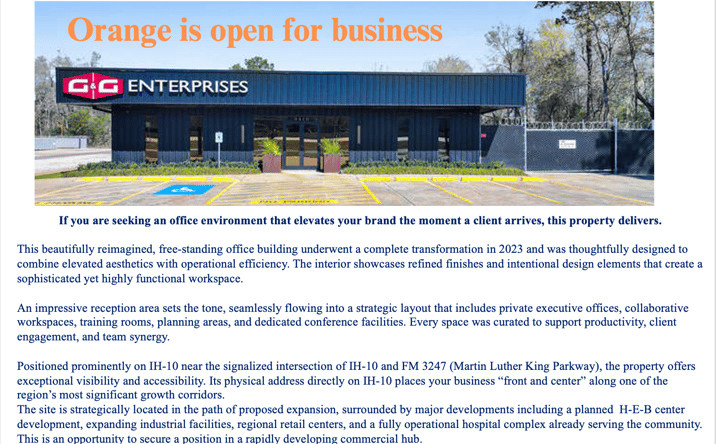 Pictures of Office property located at 3410 IH-10, Orange, TX 77632 for sales - image #1