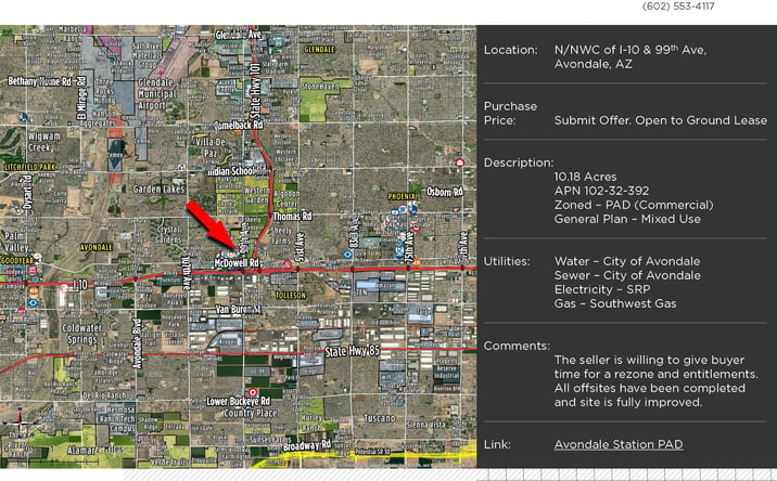 Pictures of Land, Mixed Use, Multifamily, Office, Retail property located at SWC of Holly St & 99th Ave, Avondale, AZ 85392 for sales - image #1