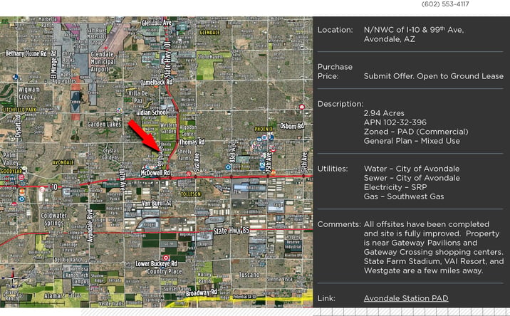 Pictures of Land, Mixed Use, Office, Retail, Senior Living property located at NWC of Virginia Ave & 99th Ave, Avondale, AZ 85392 for sales - image #1
