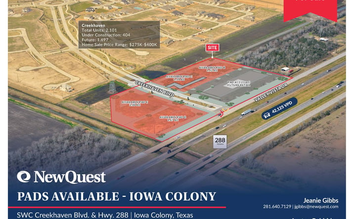 Pictures of Land, Retail property located at SWC Creekhaven Blvd & Hwy 288, Iowa Colony, TX 77583 for sales - image #1