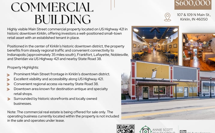 Pictures of Retail property located at 107 N Main St, Kirklin, IN 46050 for sales - image #1