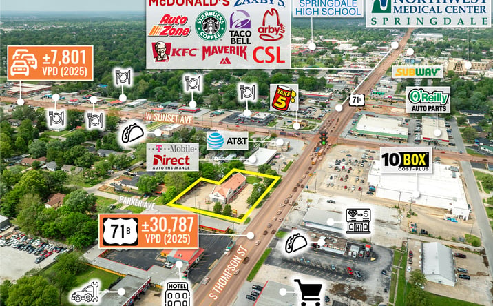 Pictures of Retail, Special Purpose property located at 1112 S THOMPSON ST, SPRINGDALE, AR 72764-6312 for sales - image #1