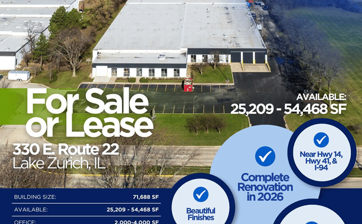 Pictures of Industrial property located at 330 Illinois 22, Lake Zurich, IL 60047 for sales - image #1