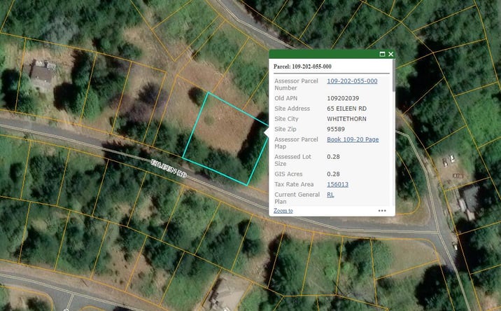 Pictures of Land property located at 65 Eileen Road, Whitethorn, CA 95589 for sales - image #1