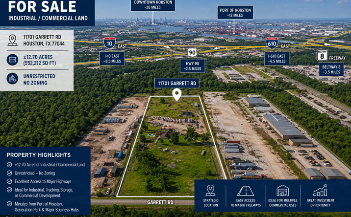 Pictures of Industrial, Mixed Use, Land property located at 11701 GARRETT RD, HOUSTON, TX 77044-5166 for sales - image #1