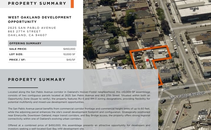 Pictures of Land property located at 2625 San Pablo Avenue, Oakland, CA 94612, 863 27th Street, Oakland, CA 94607 for sales - image #1