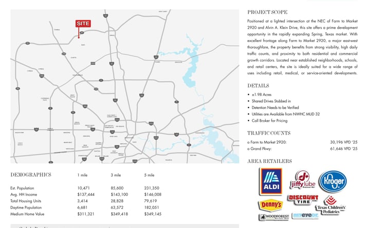 Pictures of Land property located at NEC Farm to Market 2920 & Alvin A. Klein Dr, Spring, TX 77379 for sales - image #1