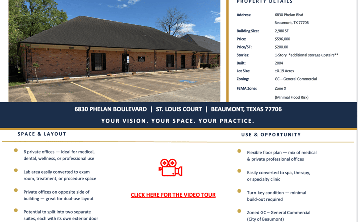 Pictures of Retail, Office, Mixed Use property located at 6830 Phelan Blvd, Beaumont, TX 77706 for sales - image #1